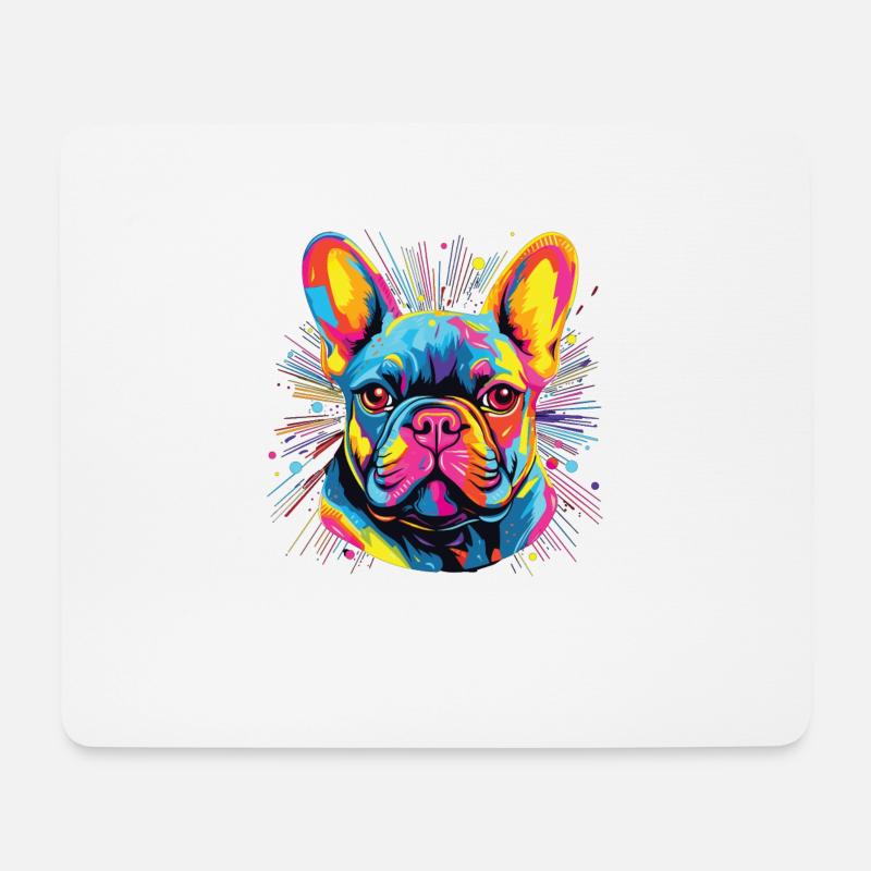 Wasserfarben Farbenfroher French Bulldog - Mousepad (Querformat) - Weiß
