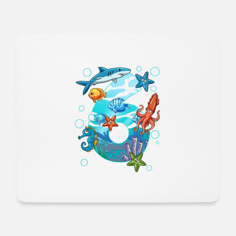 6. Geburtstag Meerestiere - Mousepad (Querformat) - Weiß