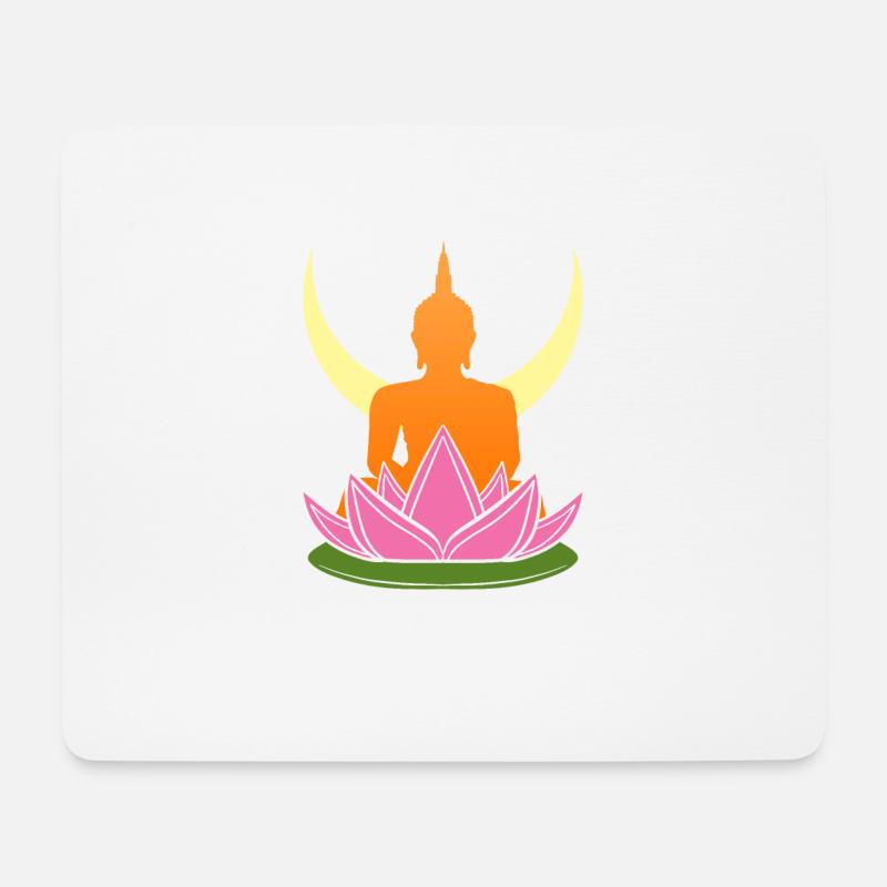 Buddha Mönch Namaste Buddhismus I Geschenk - Mousepad (Querformat) - Weiß