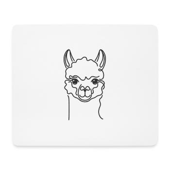 Line Art Papa Mama - Alpaga - Tapis de souris (format paysage) - blanc - Devant