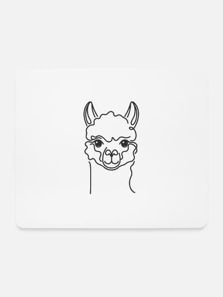 Linie Art Dad Mama - Alpaka - Mousepad (Querformat) - Weiß