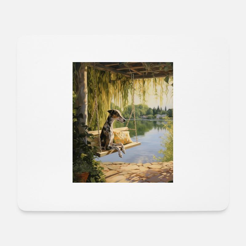 Greyhound Lakeside Cottagecore Dog Retreat Herren - Mousepad (Querformat) - Weiß