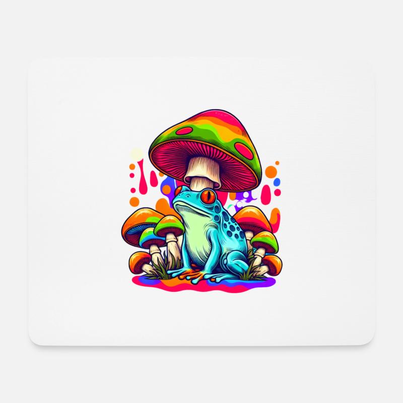 Festival Psytrance Psychedelic Pilz Frosch - Mousepad (Querformat) - Weiß