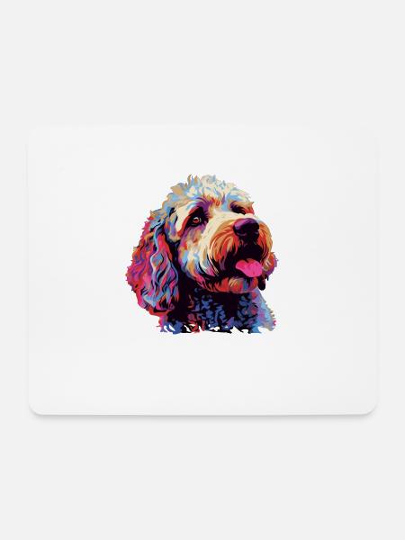 Wasserfarben Farbenfroher Lagotto Romagnolo - Mousepad (Querformat) - Weiß