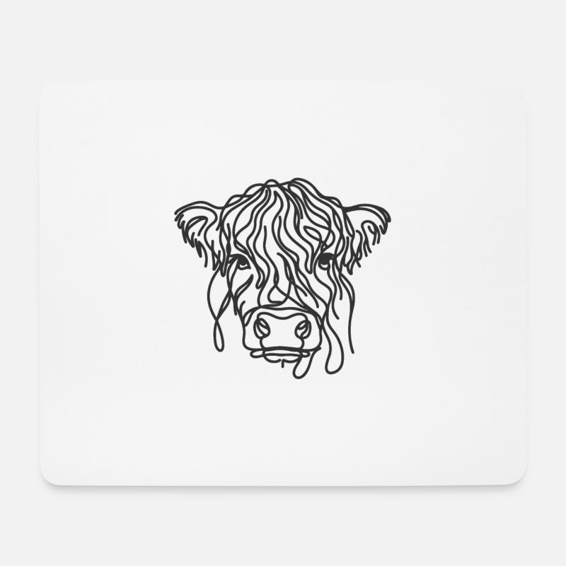 Linie Art Dad Mama Kuh - Galloway - Mousepad (Querformat) - Weiß