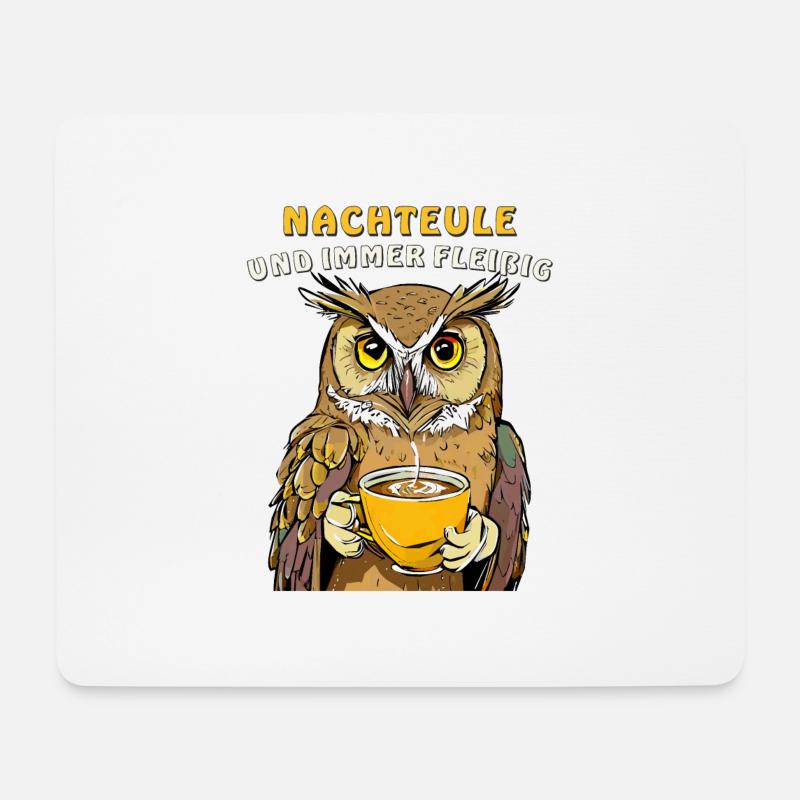 NACHTEULE UND IMMER FLEIßIG - Mousepad (Querformat) - Weiß