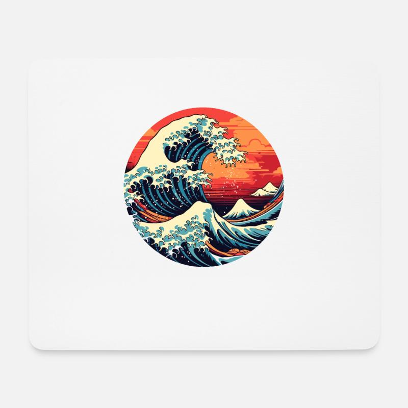 Große Welle The Great Wave Kanagawa - Mousepad (Querformat) - Weiß