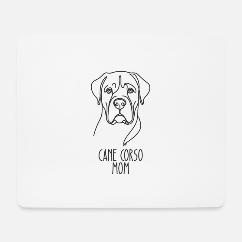 Line Art Mom - Cane Corso - Mousepad (Querformat) - Weiß