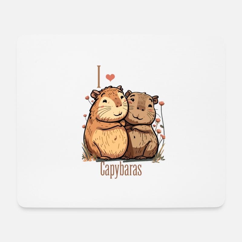 Capybara Tierliebe Wasserschein Liebe Geschenk - Mousepad (Querformat) - Weiß