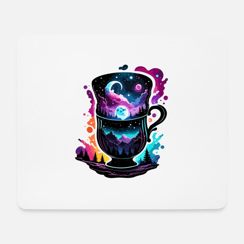 Silhouette / Wald / Porträt / Bäume / Tasse - Mousepad (Querformat) - Weiß