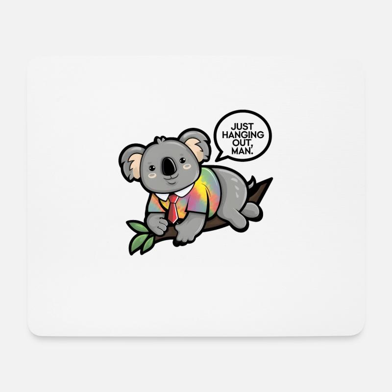 Koala im Batik-T-Shirt: Just hangin' out man! - Mousepad (Querformat) - Weiß