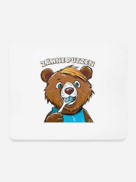 BÄR ZÄHNE PUTZEN - Mousepad (Querformat) - Weiß