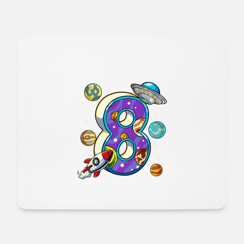 8 Geburtstag Weltall Weltraum Astronaut 8 Jahre - Mousepad (Querformat) - Weiß