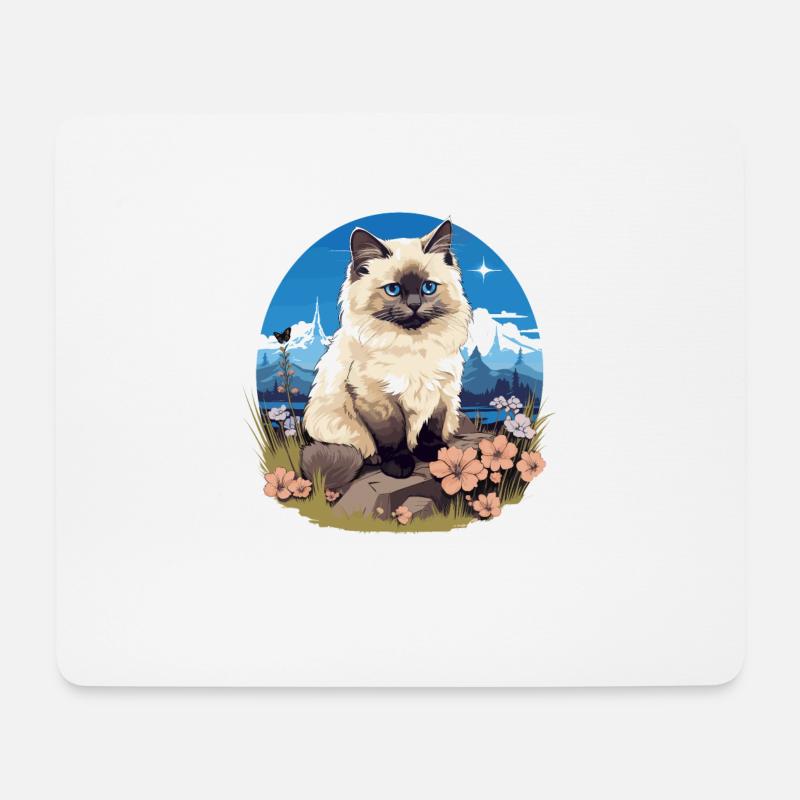 Birman Cat Birma Katze - Mousepad (Querformat) - Weiß