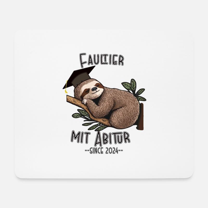 Faultier mit Abitur 2024 - Mousepad (Querformat) - Weiß