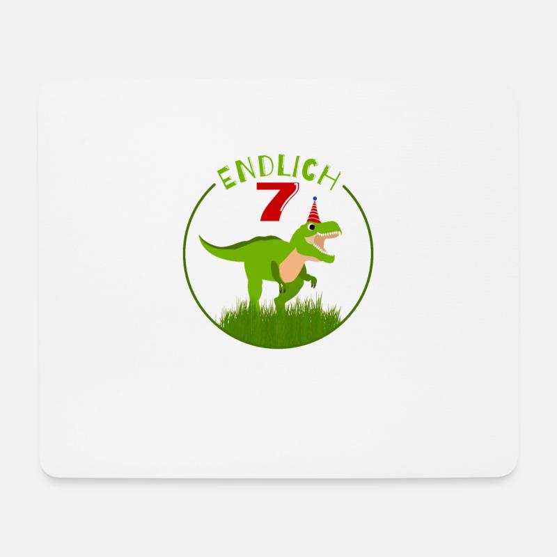Endlich 7 - 7. Geburtstag - 7 Jahre alt Dino - Mousepad (Querformat) - Weiß