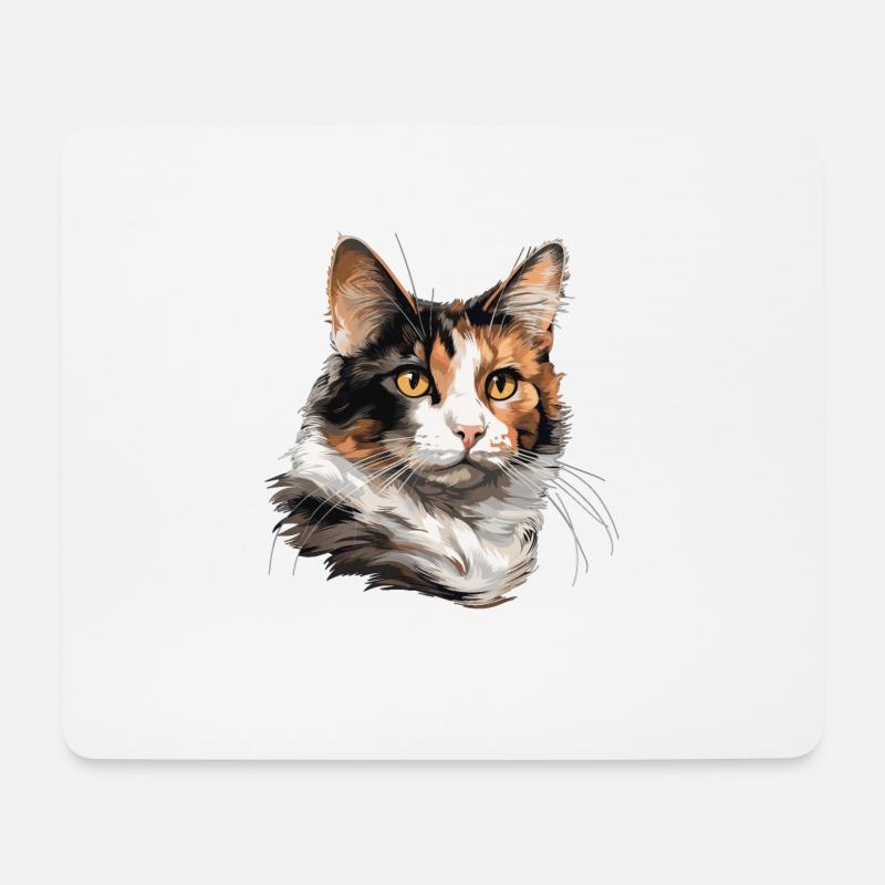 Calico Cat Glückskatze - Mousepad (Querformat) - Weiß