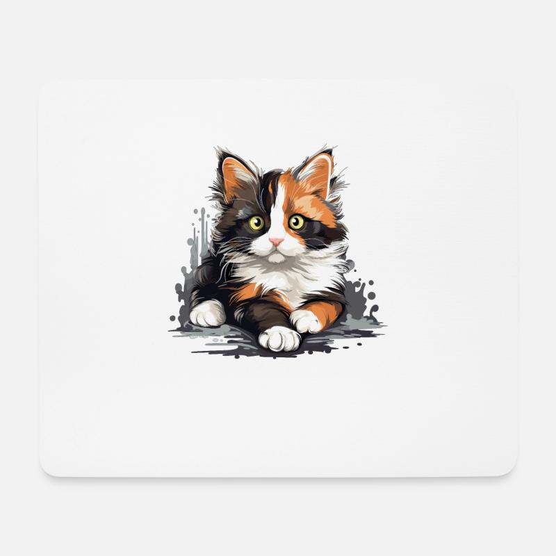 Calico Cat Glückskatze - Mousepad (Querformat) - Weiß