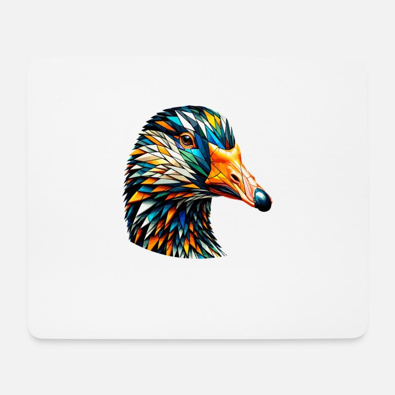 Polygon Art Gänsegänse - Mousepad (Querformat) - Weiß