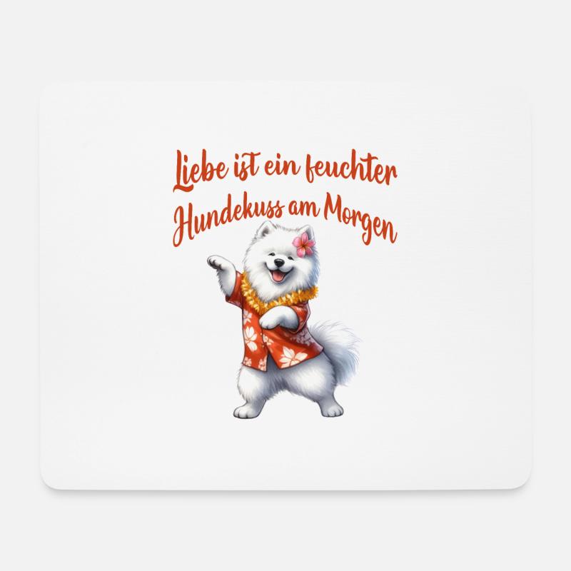 Liebe ist ein feuchter Hundekuss am Morgen - Mousepad (Querformat) - Weiß