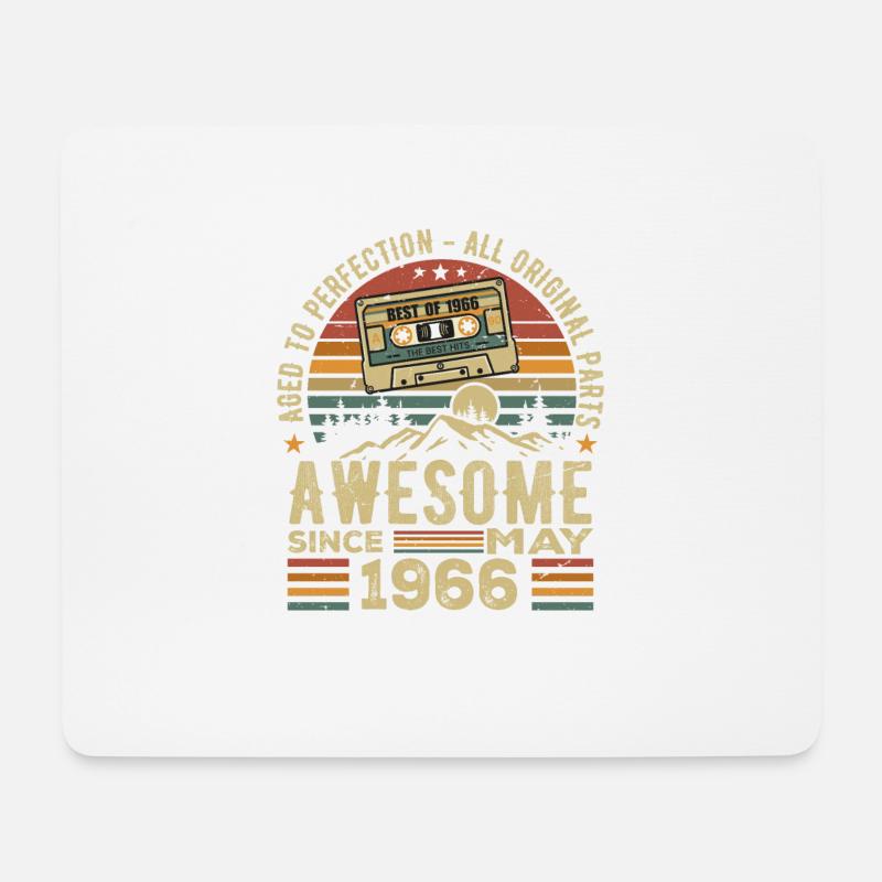 May 1966 Birthday May 1966 Retro Gift - Mouse Pad (horizontal) - white