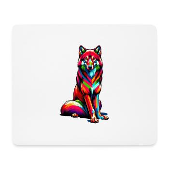 Bunte Pop Art Roter Wolf Liebhaber Wölfe - Mousepad (Querformat) - Weiß - Vorne