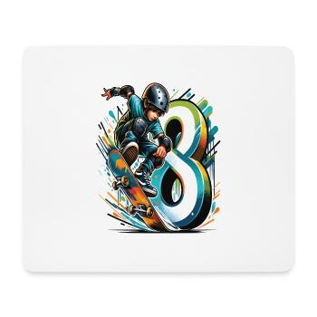 Skateboard Skater Design pour les garçons de 8 ans - Tapis de souris (format paysage) - blanc - Devant