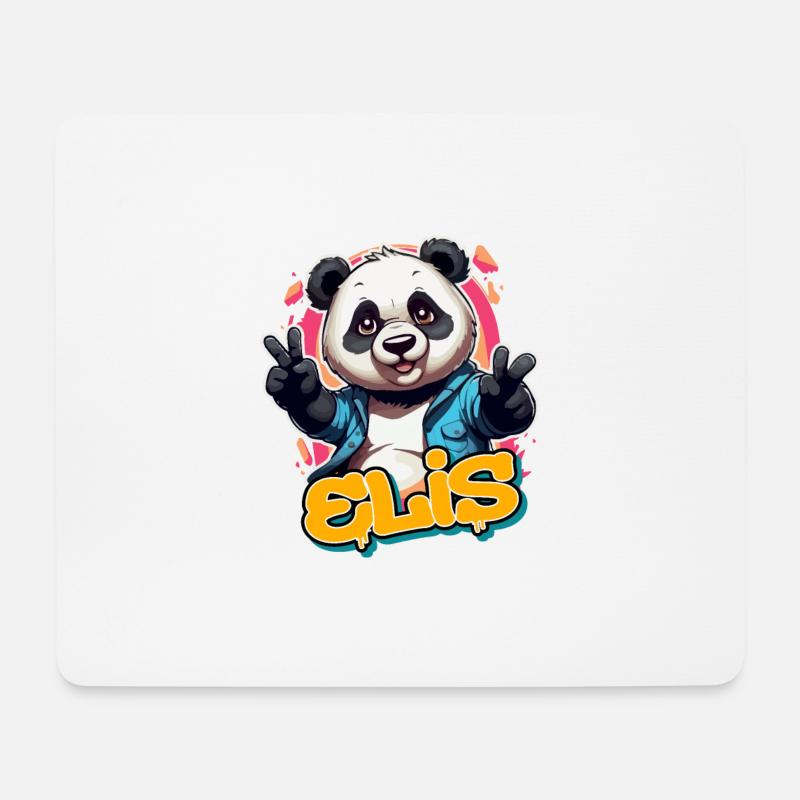 ELIS - Schöner Jungen Name mit coolem Panda - Mousepad (Querformat) - Weiß