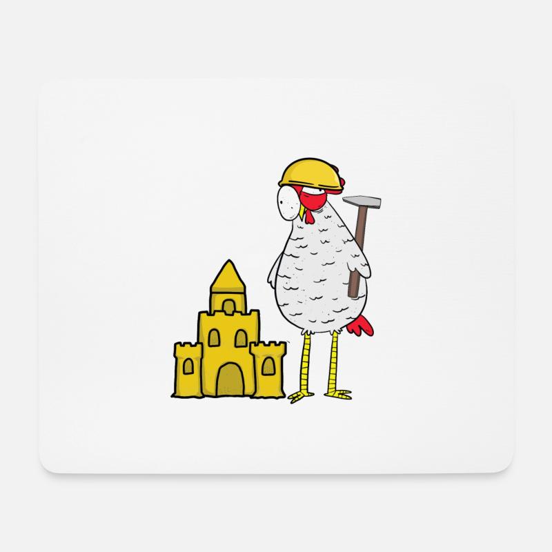 Handwerker Huhn Sandburg Baustelle bauen Bauherr - Mousepad (Querformat) - Weiß