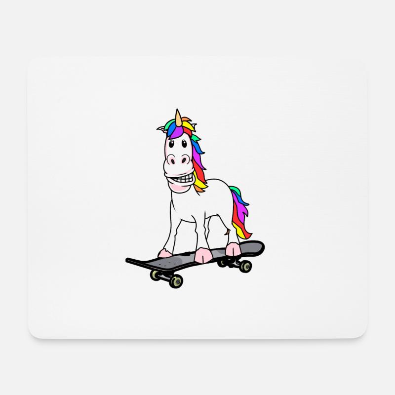 Einhorn Skater Skateboard Jugendliche Kind - Mousepad (Querformat) - Weiß