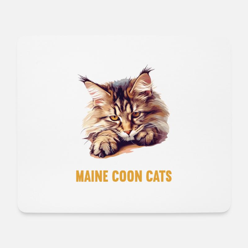 Maine Coon Chaton Maine Coon Chat - Tapis de souris (format paysage) - blanc