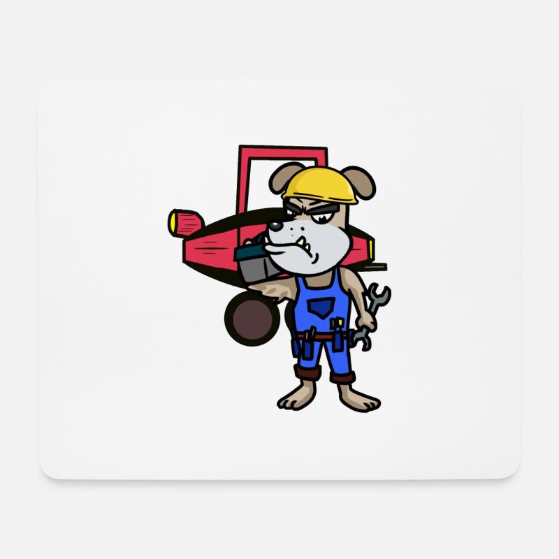 Hund Werkstat Kfz Auto Reparatur Beruf Job - Mousepad (Querformat) - Weiß