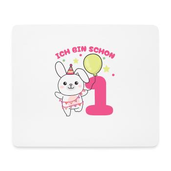 Ich bin schon 1 Hasen Geburtstags Kinder - Mousepad (Querformat) - Weiß - Vorne