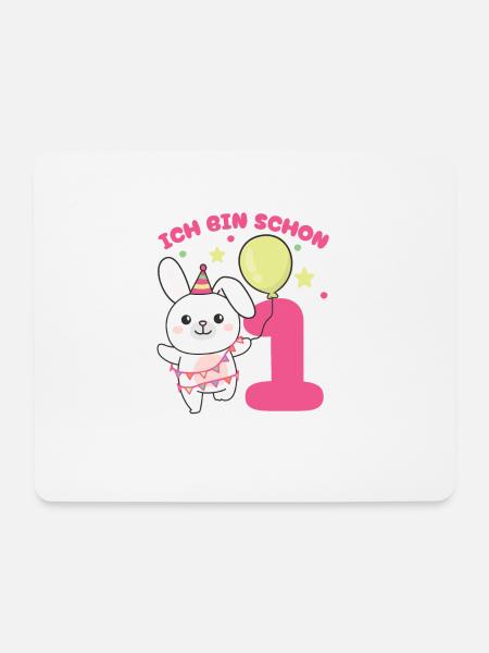 Ich bin schon 1 Hasen Geburtstags Kinder - Mousepad (Querformat) - Weiß