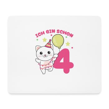 J’ai été 4 chats anniversaire enfants - Tapis de souris (format paysage) - blanc - Devant