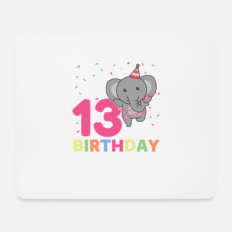 Elefant zum 13. Geburtstag für Kinder dreizehn - Mousepad (Querformat) - Weiß
