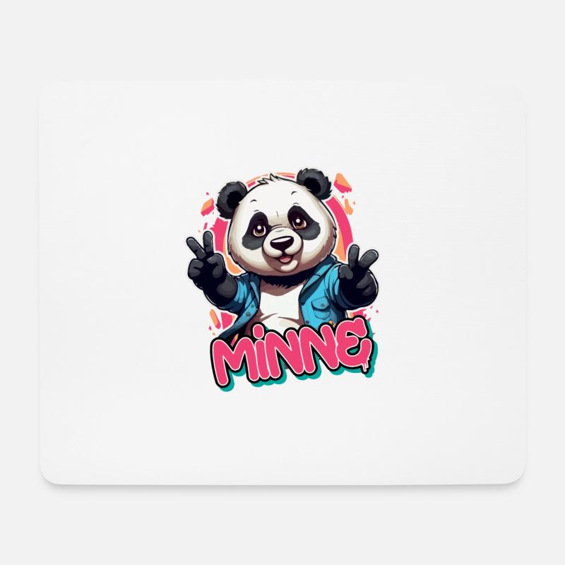 MINNE - Schöner Mädchen Name mit coolem Panda - Mousepad (Querformat) - Weiß
