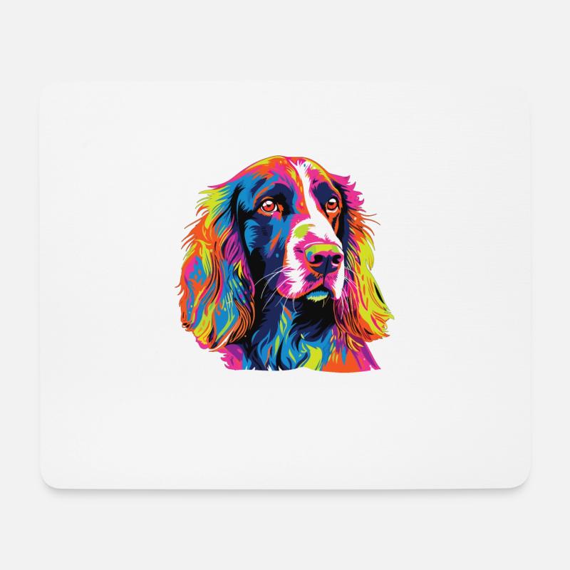 Aquarelle colorée Welsh Springer Spaniel - Tapis de souris (format paysage) - blanc