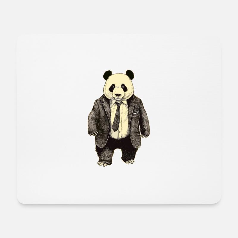 Executive Panda – Eleganz Trifft Auf Gefährdung - Mousepad (Querformat) - Weiß