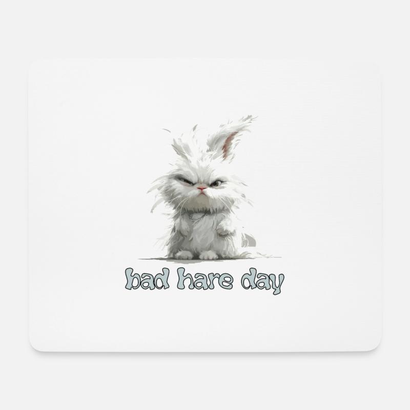 Lustige Wortspiel Bad Hare day lustiger Hase - Mousepad (Querformat) - Weiß
