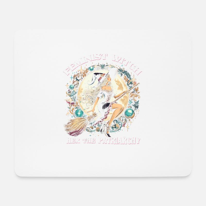 Feminist Witch Hex The Patriarchy - Mousepad (Querformat) - Weiß