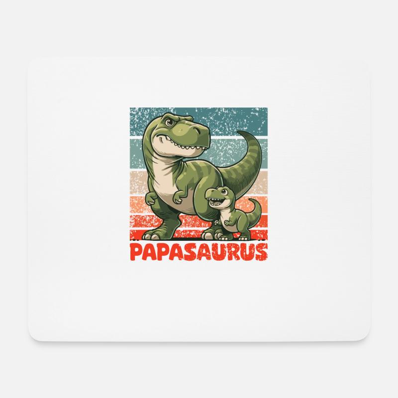 Papasaurus Vatertag bester Papa T-Rex Dinosaurier - Mousepad (Querformat) - Weiß