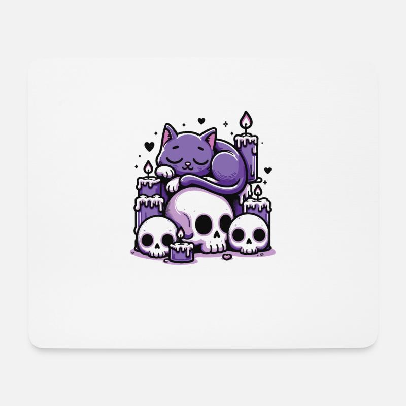 Kawaii Pastel Goth Cute Creepy Katze Kerzen - Mousepad (Querformat) - Weiß