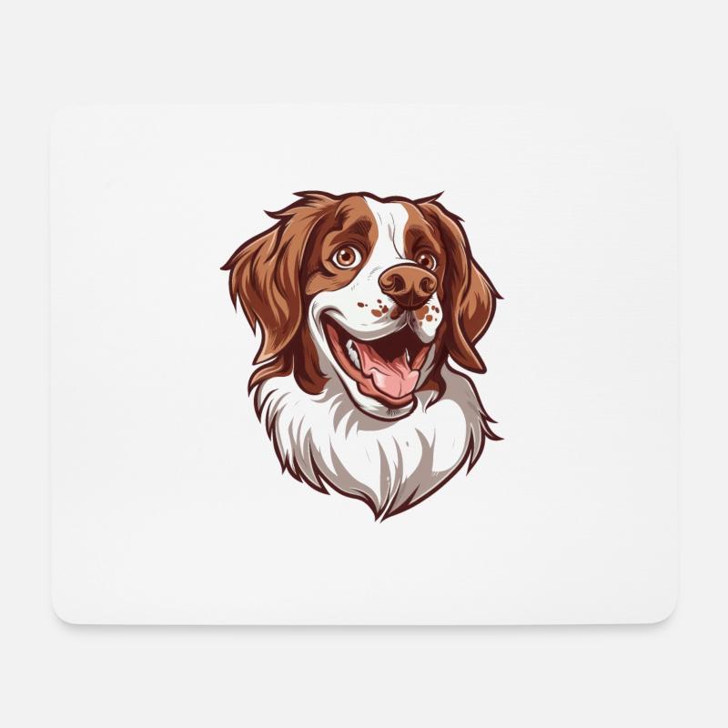 Epagneul Breton | Brittany Spaniel | Cartoon - Mousepad (Querformat) - Weiß