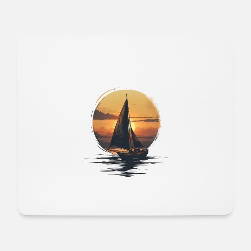 Segelboot Bei Sonnenuntergang Abenteuer - Mousepad (Querformat) - Weiß