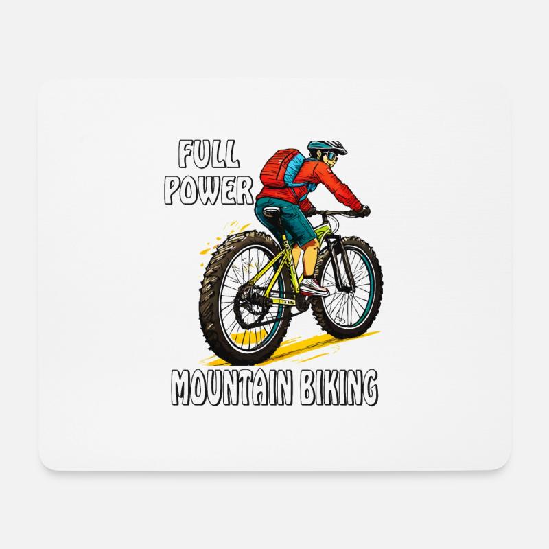 MOUNTAIN BIKING FULL POWER - Mousepad (Querformat) - Weiß