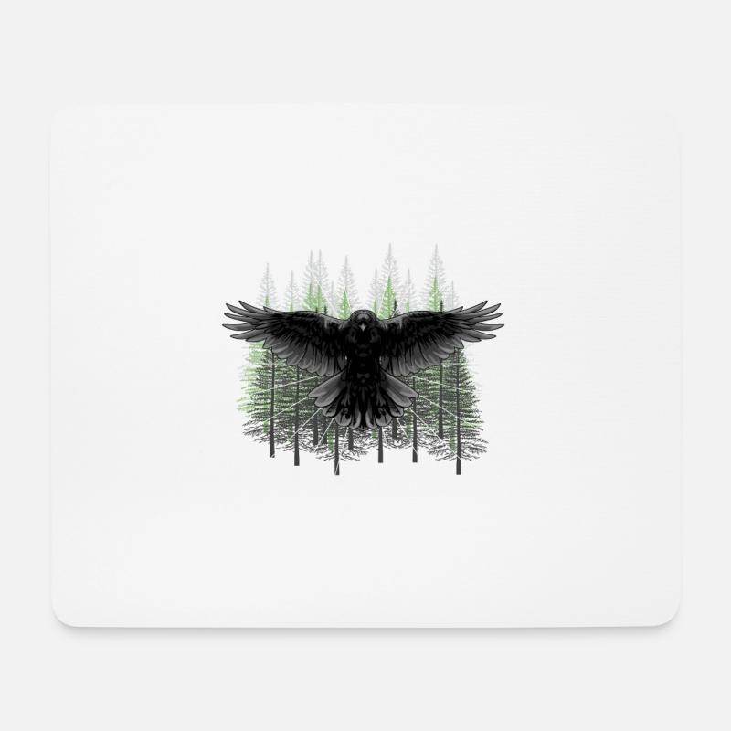Wald Wildtiere Krähe Rabe Raben Waldtiere Dark - Mousepad (Querformat) - Weiß