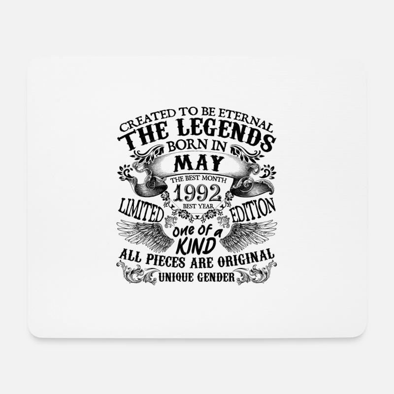 Geburtstag 1992 Mai 1992 geboren im Mai 1992 - Mousepad (Querformat) - Weiß