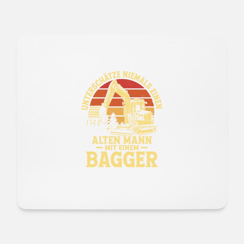 Alten Mann mit einem Bagger Bau Baggerfahrer - Mousepad (Querformat) - Weiß