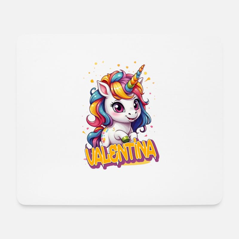 VALENTINA - Schöner Mädchen Name mit süßem Einhorn - Mousepad (Querformat) - Weiß